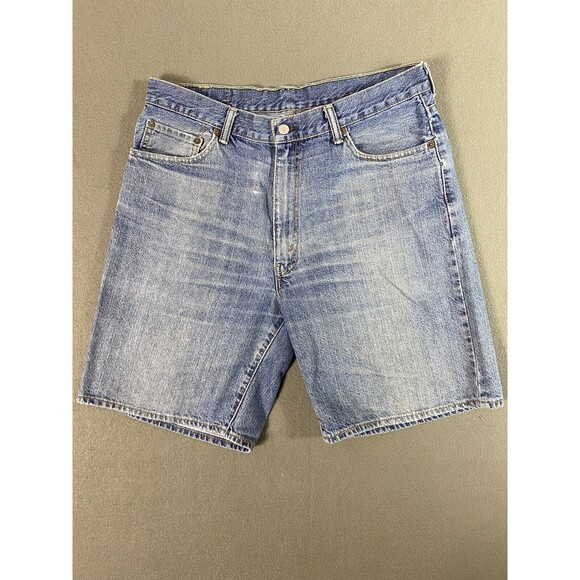Levi 550 Jean Shorts Mens 34x9 Blue Relaxed Straight  Denim Jorts Tag 36 * - Picture 1 of 14